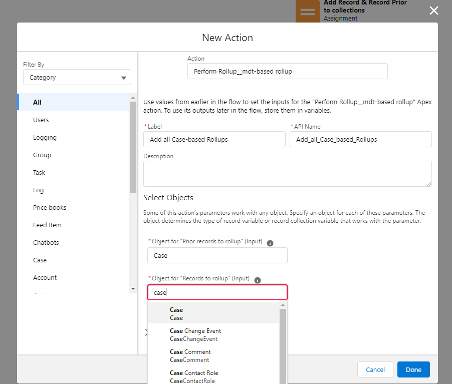 Filling out the CMDT driven action's first screen