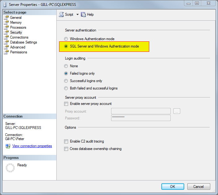 SQL Server and Windows Authentication mode