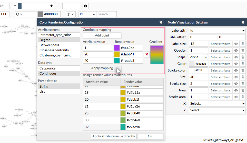 Visualization settings attr cont