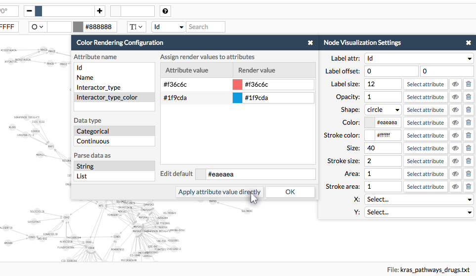 Visualization settings attr direct